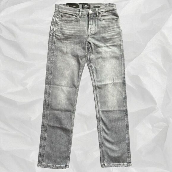 7 For All Mankind Jeans Stretch Tek Slimmy In Ampersand Grey Men’s Size 30 - Picture 1 of 15